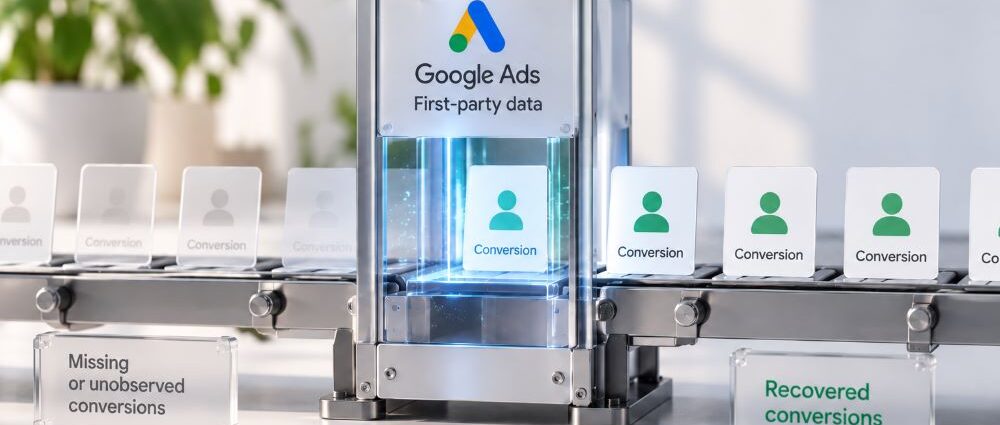 Google Ads Data Strength Uplift Metric showing recovered conversions from stronger first-party data