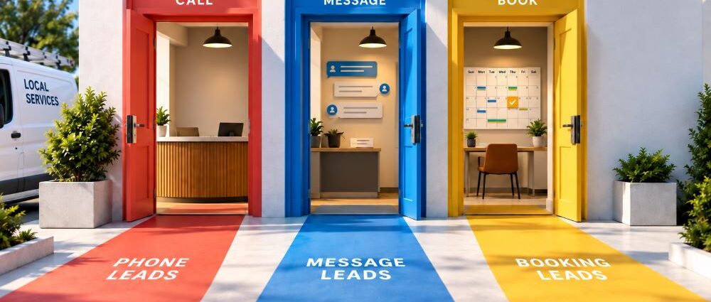 Local Services Ads lead types showing phone, message and booking leads