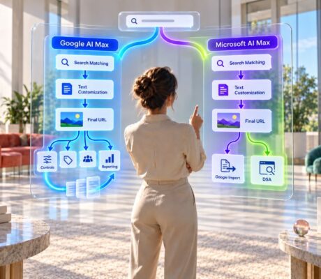 Microsoft AI Max vs Google AI Max comparison for Search campaign matching, controls and reporting