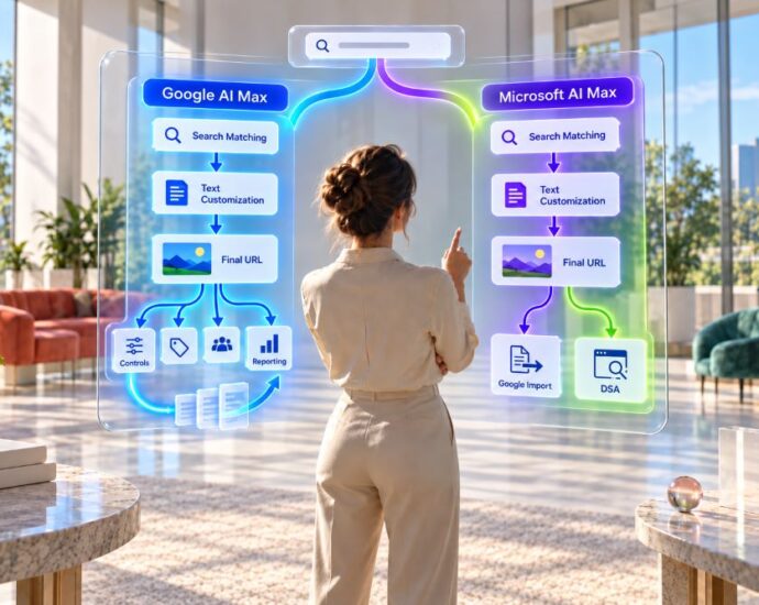 Microsoft AI Max vs Google AI Max comparison for Search campaign matching, controls and reporting