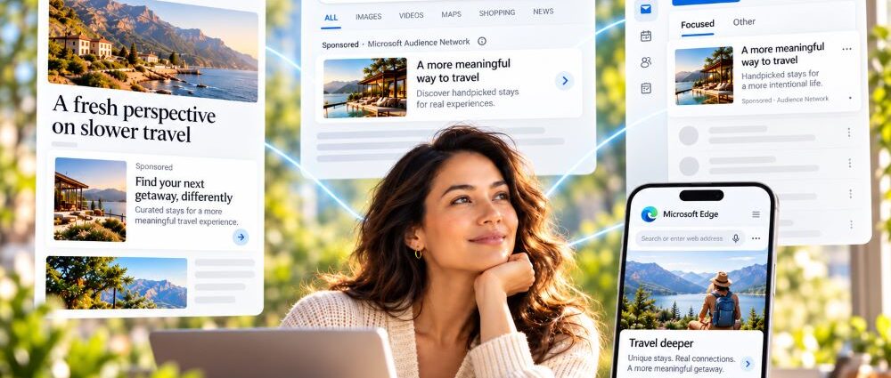 Microsoft Audience Ads targeting people across native placements beyond keyword search