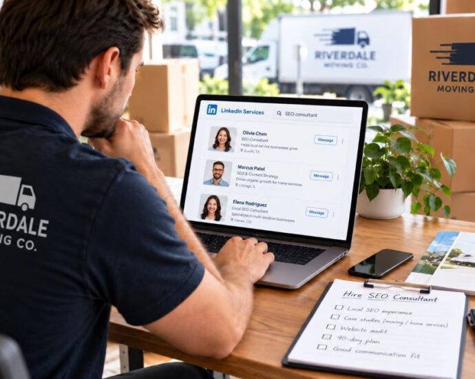 SEO consultant selection on LinkedIn for a new moving company